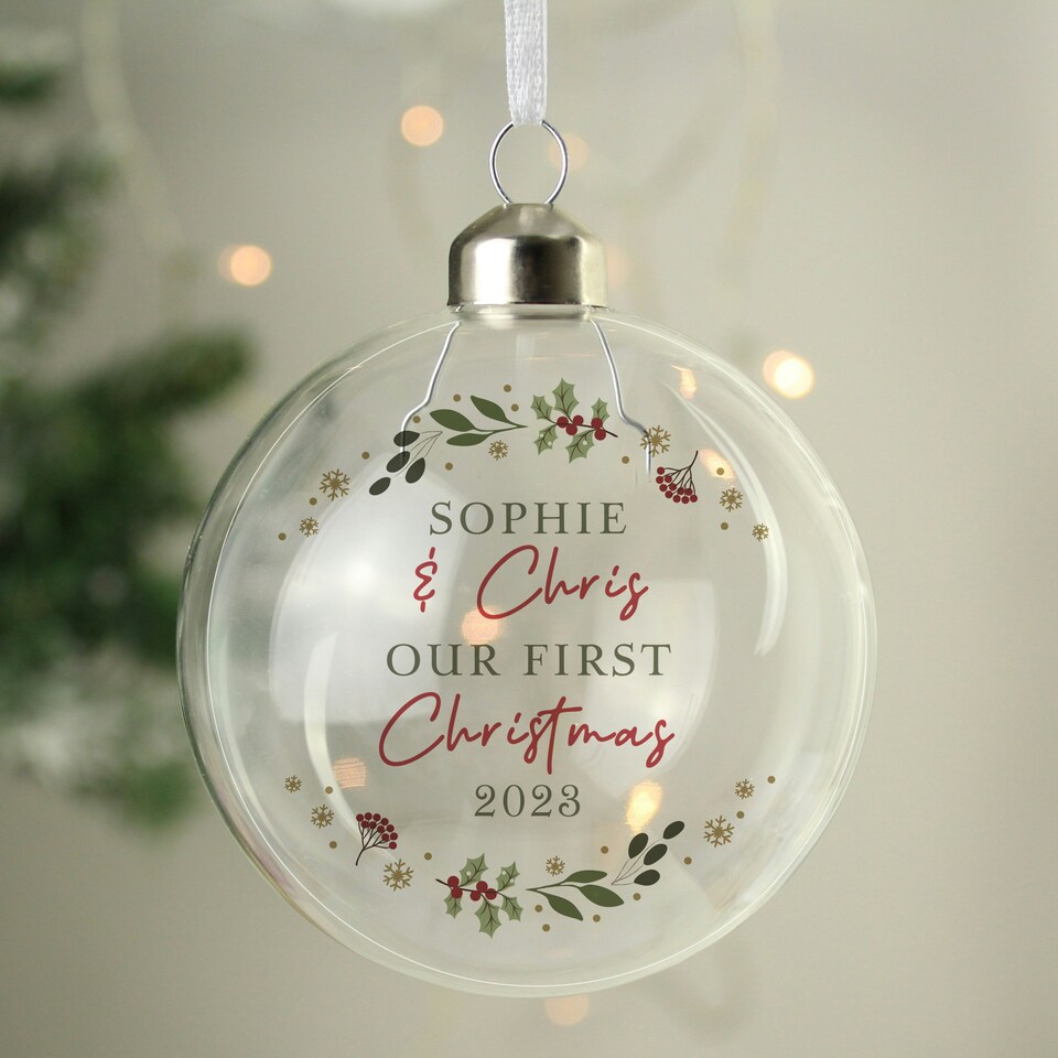image 1 of Personalised Christmas Glass Bauble