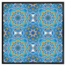 Floral and geometric embellished tiles (Picutre Frame) Black | XL