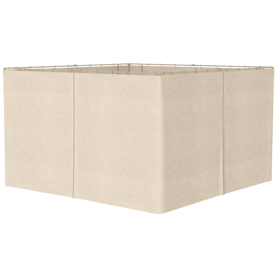 image 1 of Outsunny 3 x 4(m) Universal Gazebo Replacement Sidewall Set, 4 Panels, Beige