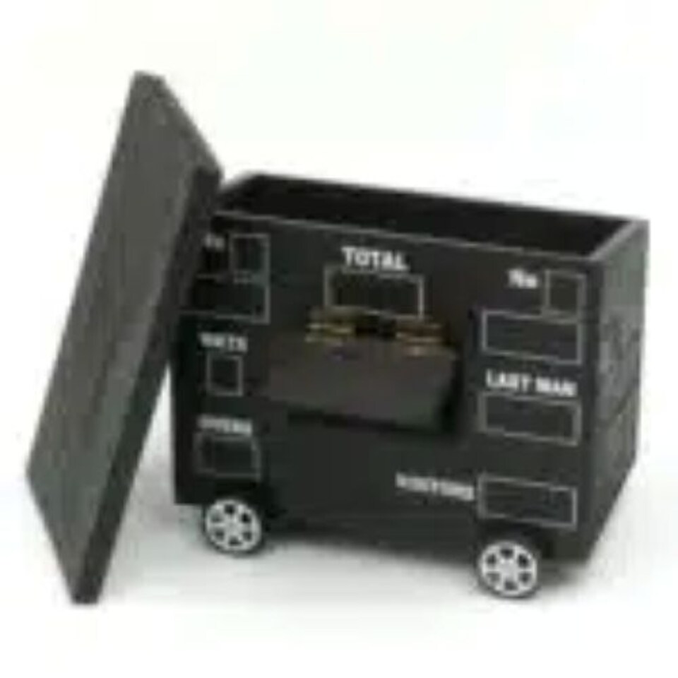 image 1 of Cricket Scoreboard Desk Tidy Organiser Wooden Storage Box