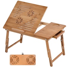Laptop Stand - 4 angles of inclination, with drawer, storage space, USB dual fan, 55 x 35 x 26 cm