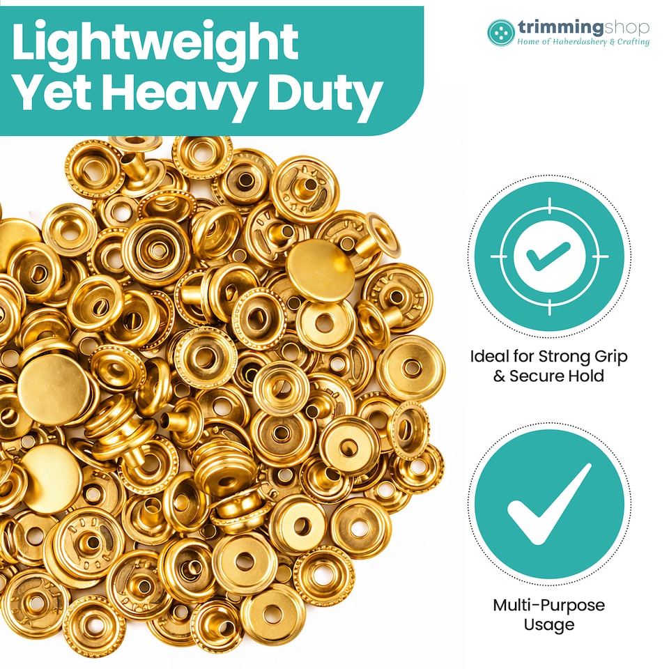 image 1 of 15mm Press Studs 4 Part No Sew Buttons, Durable & Lightweight - 100pcs