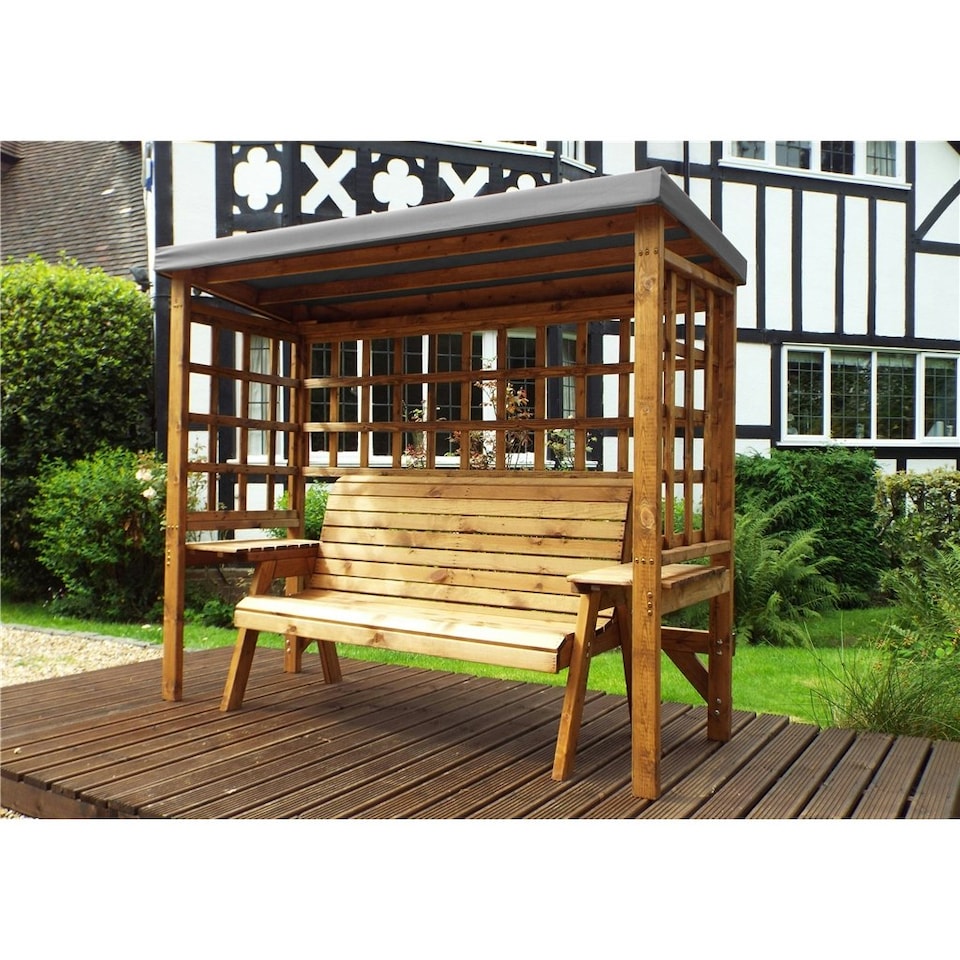image 1 of Traditional Zubond Three Seater Abour With 1 x Winchester Cushion Grey & 2 x Scatter Cushion Grey