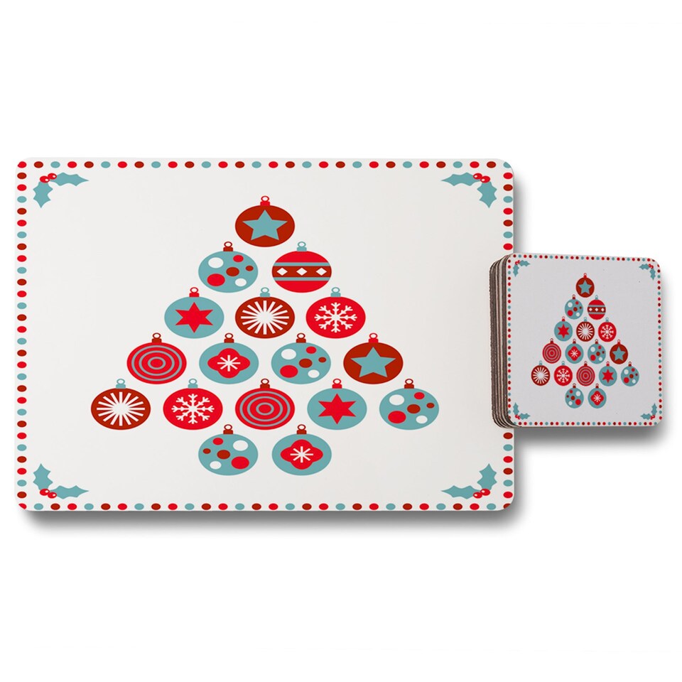 seasonal christmas placemat coaster set | Multi
