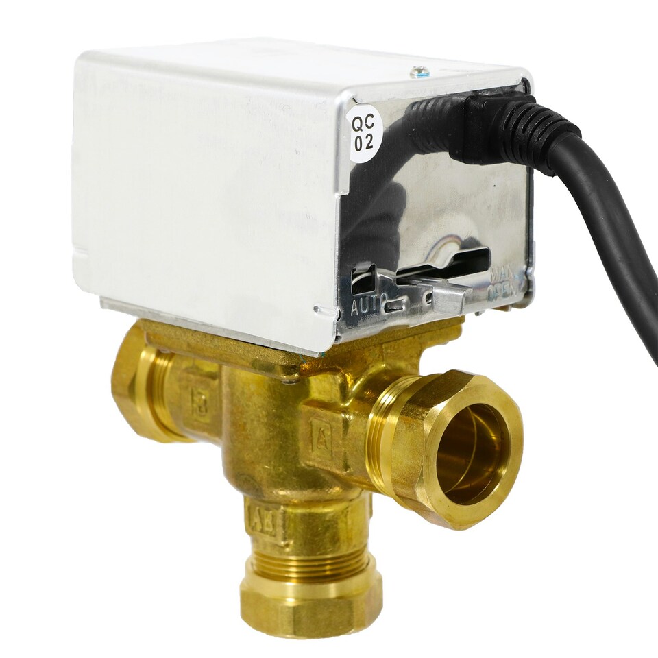 image 1 of Tower 22mm Motorised 3 Port Mid Position 5 Wire Valve for Central Heating / Boiler Systems