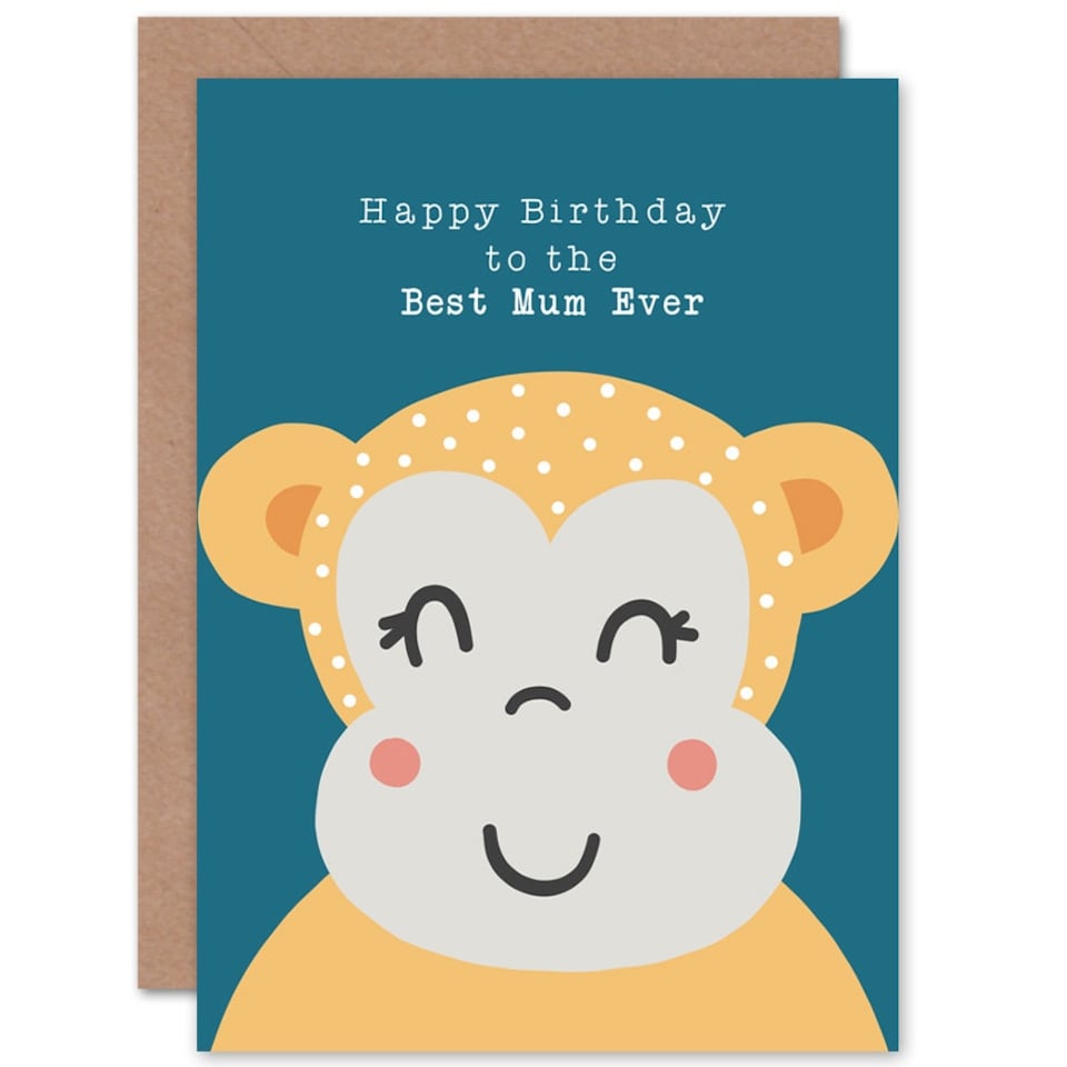image 1 of To The Best Mum Ever Cute Monkey Mother Birthday Greeting Card