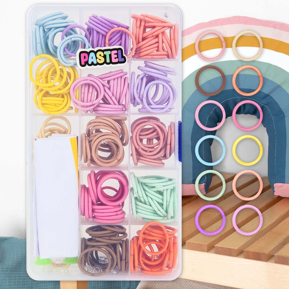 image 1 of PMS Loom Bands Pastel 250-Piece Set in Clear Storage Box - 17cm x 10cm