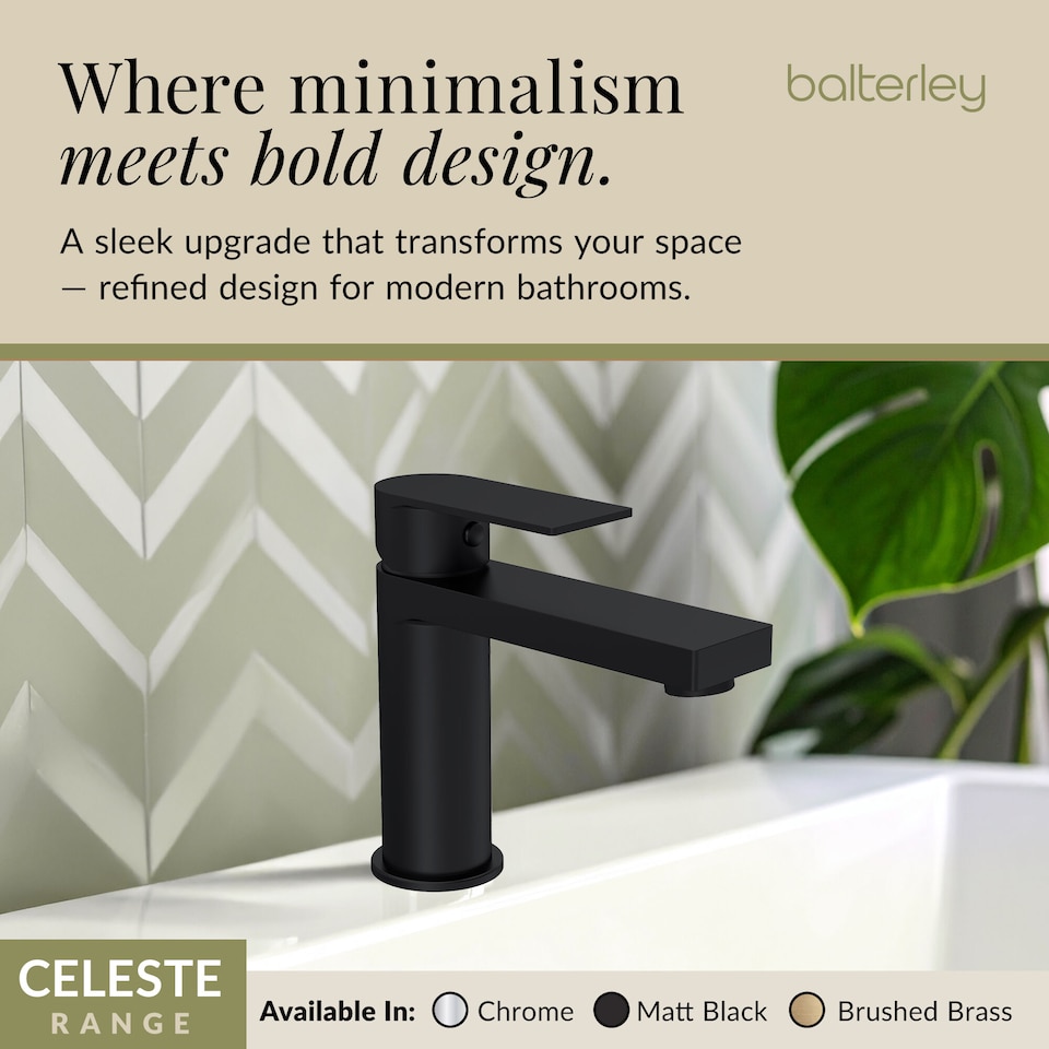 image 1 of Square Mono Basin Mixer Tap Push Button Waste Matt Black | Black | Matt Black | 1