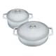 image 1 of Cooks Professional Cast Iron Casserole Set of 2 | 20cm and 28cm | Enamelled Inside and Out | Graduated Grey