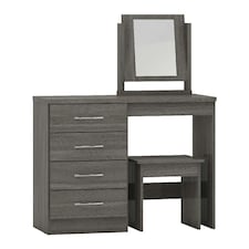 Nevada 4 Drawer Dressing Table Set Black | Black Wood Grain