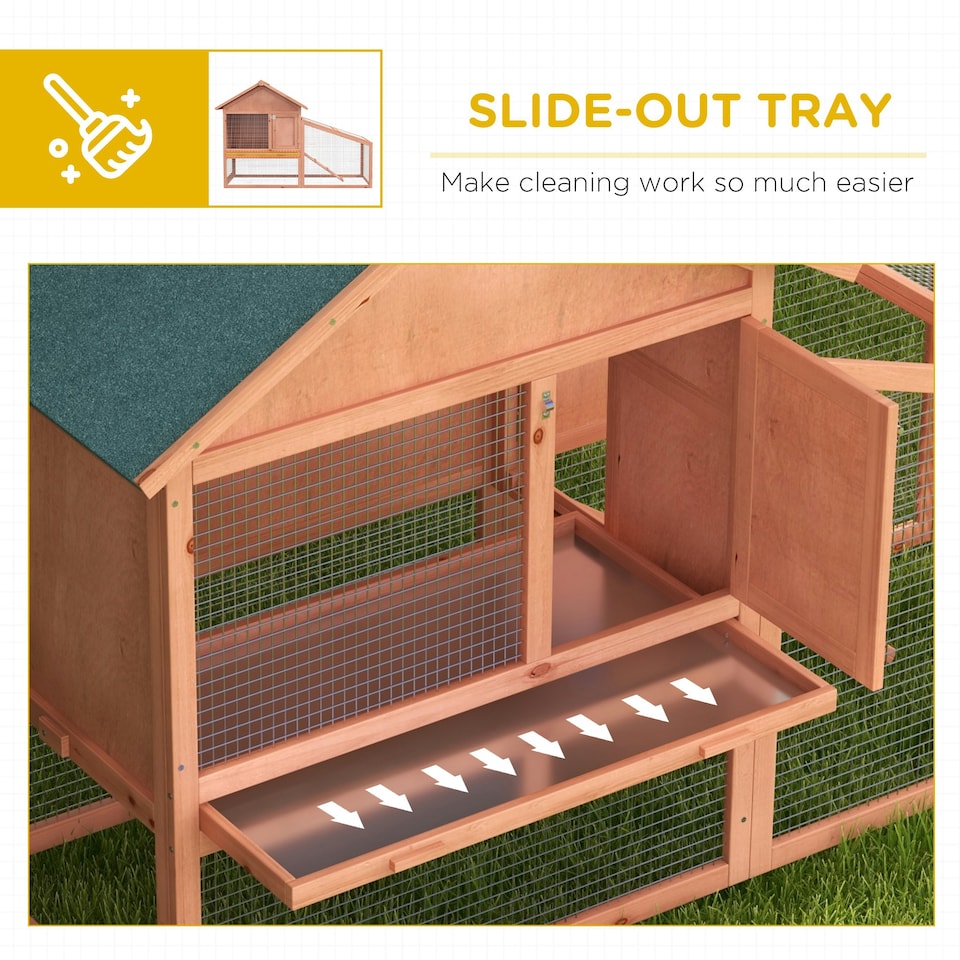 image 1 of PawHut Rabbit Hutch, 2 Tier Bunny House with Asphalt Roof, Ramp, tray, Green
