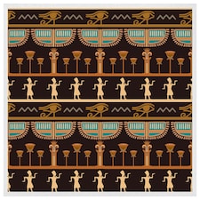 Orange & black hieroglyphs (Picture Frame) White | M