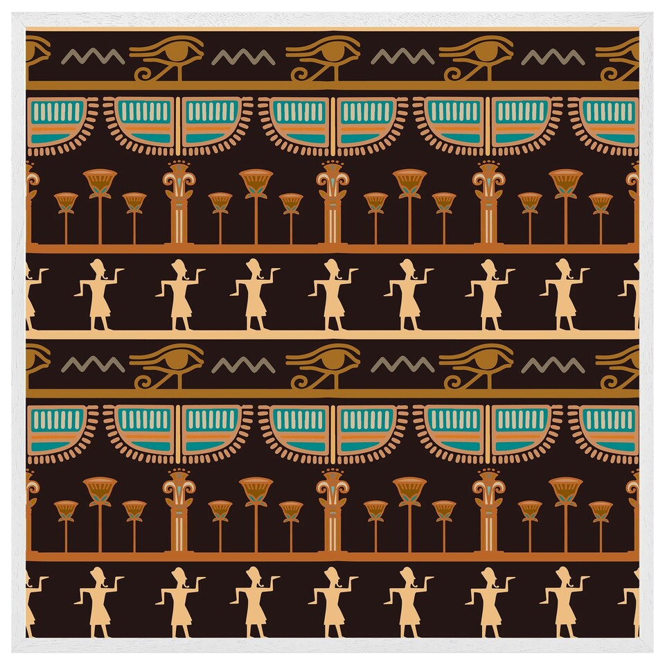 image 1 of Orange & black hieroglyphs (Picture Frame) White | M