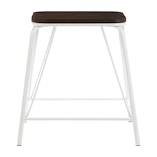 Interiors by Premier White Metal and Elm Wood Stool, Large Square Stool, Accent Wooden Bar Stool for Home Bar