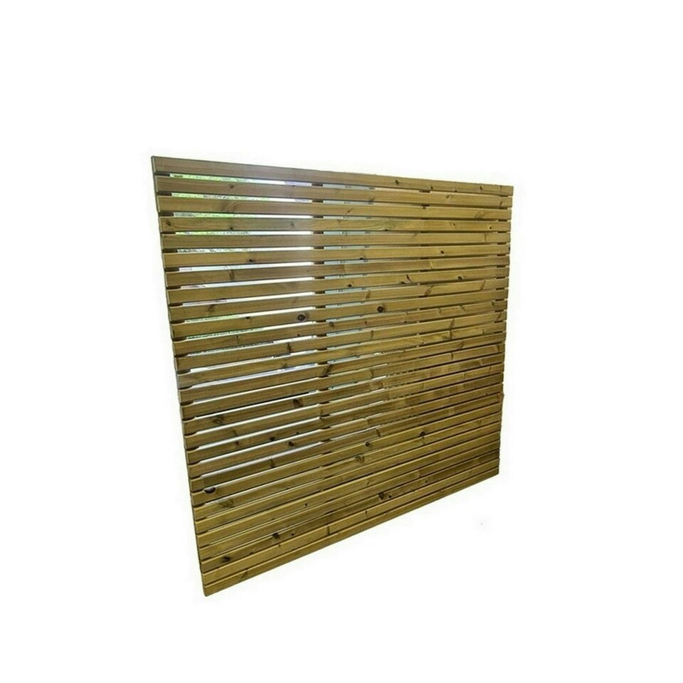 Multi Pack of 2 - Contemporary Fence Panels - Pressure Treated Redwood - L5 x W180 x H150 cm - Fully Assembled Brown