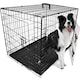 image 1 of DogCrates+ 36-Inch Large Dog Crate with Twin Doors, Foldable Non-Chew Metal Frame & Removable Tray – Black Black | L