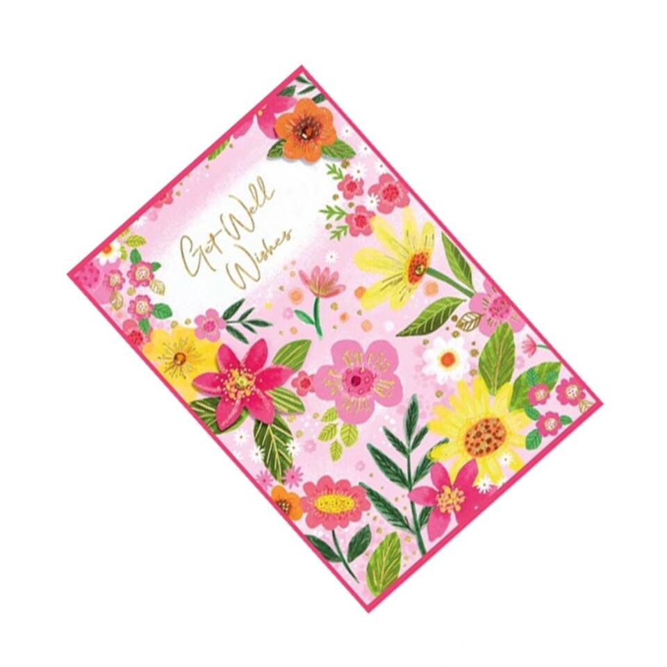 image 1 of Simon Elvin Isabal Garden Flowers Get Well Greetings Card (Pack of 6) - White/Multicoloured - One Size