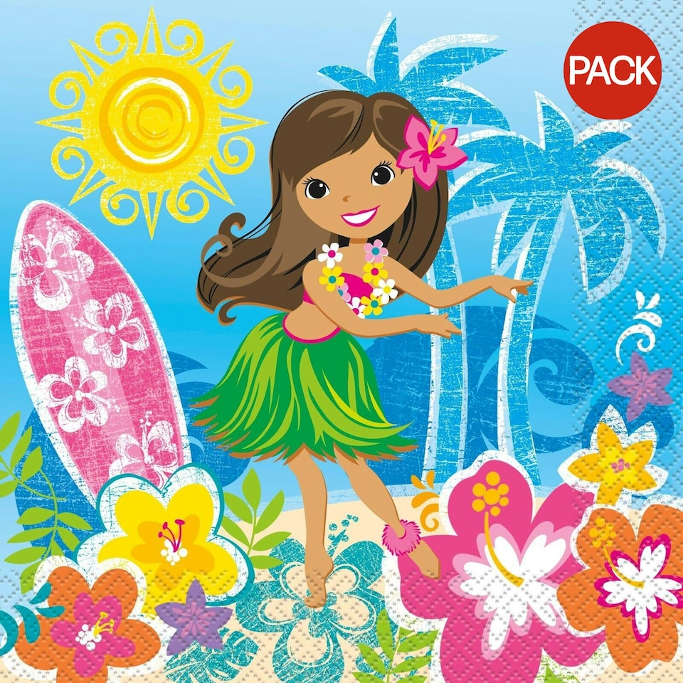 Unique Party Paper Hawaiian Napkins (Pack of 16) - Multicoloured - One Size