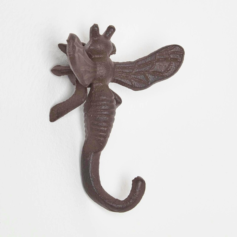 image 1 of Homescapes Vintage Style Bumble Bee Cast Iron Coat Hook Hanger | Brown | One Size