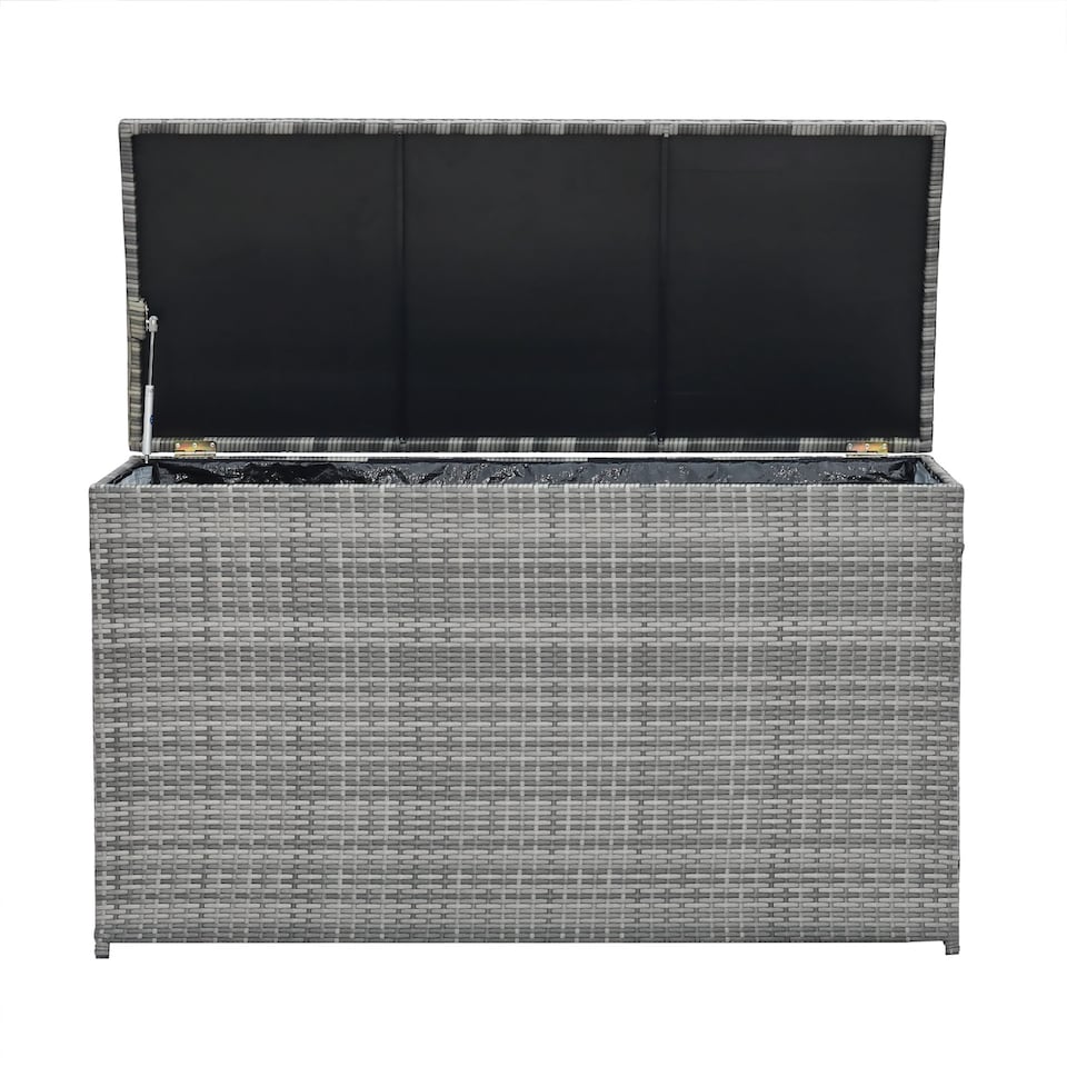 image 1 of Teamson Home Outdoor Garden Storage Box X-Large 700L Grey Wicker Rattan