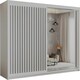 image 1 of Modern Vertical Panelled Sliding Wardrobe 150cm | White/Black/Grey/Oak 2-Door Bedroom Storage White | Grey150cm