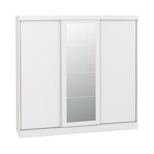 Nevada 3 Door Sliding Wardrobe - L62 x W242.5 x H194 cm - White Gloss White