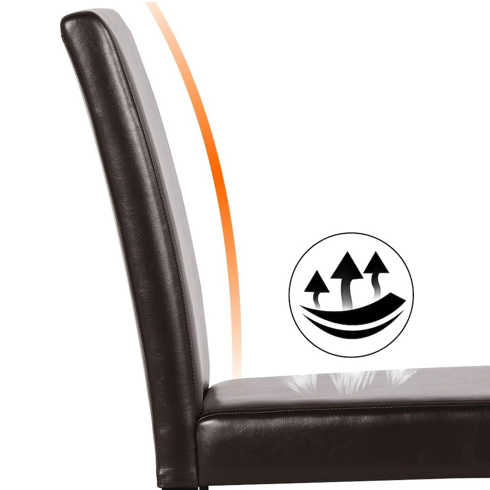 image 1 of Yaheetech Set of 4 Faux Leather Dining Chairs with Rubberwood Legs