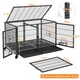 image 3 of Yaheetech 108 cm W Rolling Dog Crate W/ Divider Black