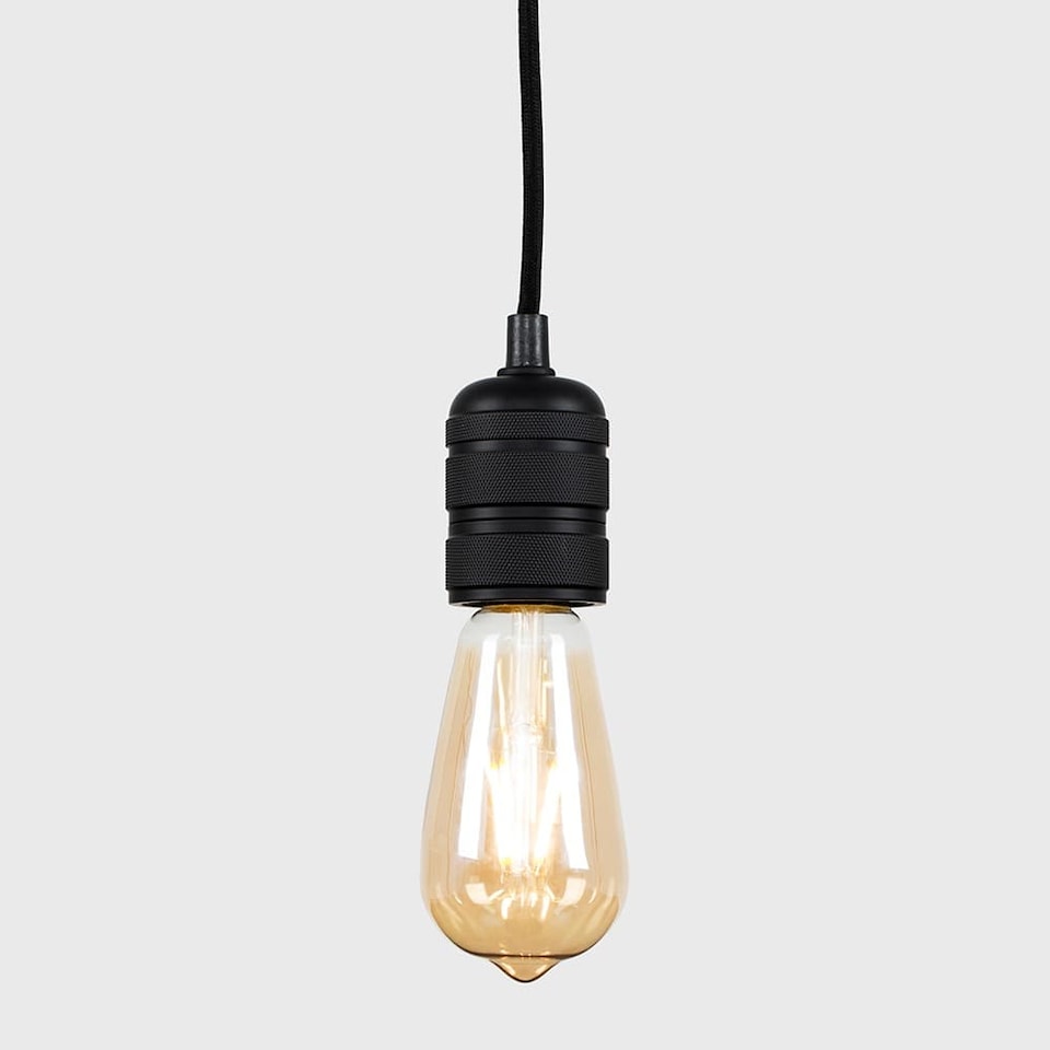 image 1 of ValueLights Casco Matte Black Ceiling Rose and Flex Lampholder Fitting