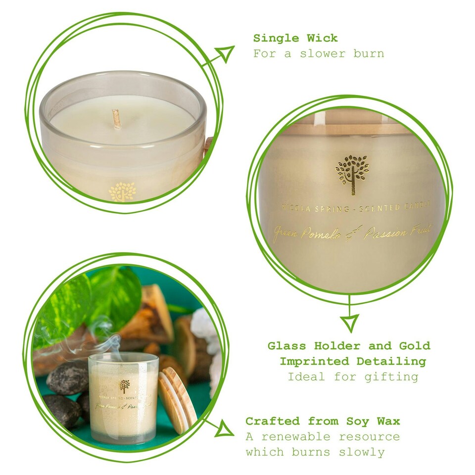 image 1 of Nicola Spring Soy Wax Scented Candle - 130g - Green Pomelo & Passion Fruit
