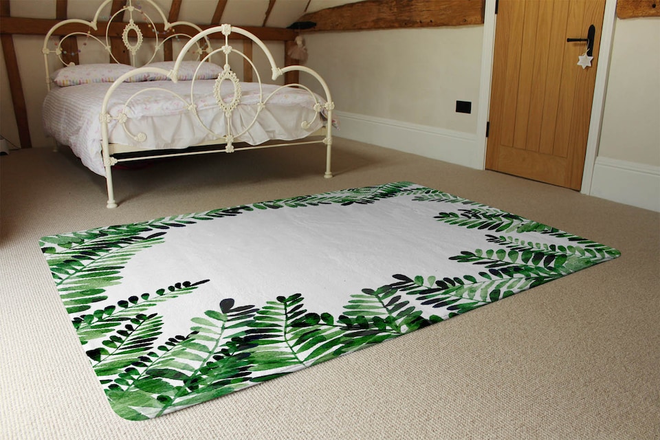 image 1 of Green Botanical Leaves Designer Rug | Multi