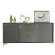 image 8 of Bold sideboard 140cm grey ribbed fronts gold accents Grey