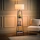 image 3 of ValueLights Hiru Black 3 Tier Shelf Floor Lamp with Black Shade | Black