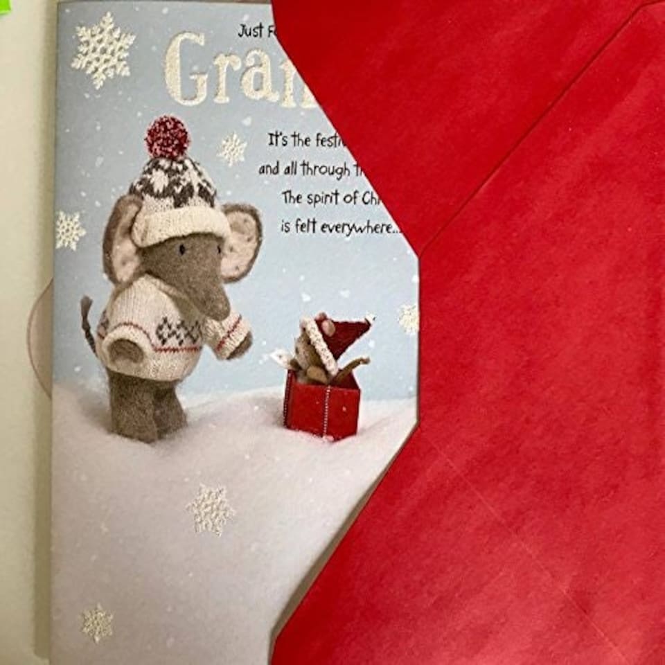image 1 of Grandad Cute Elliot and Buttons Glitter Christmas Greeting Card