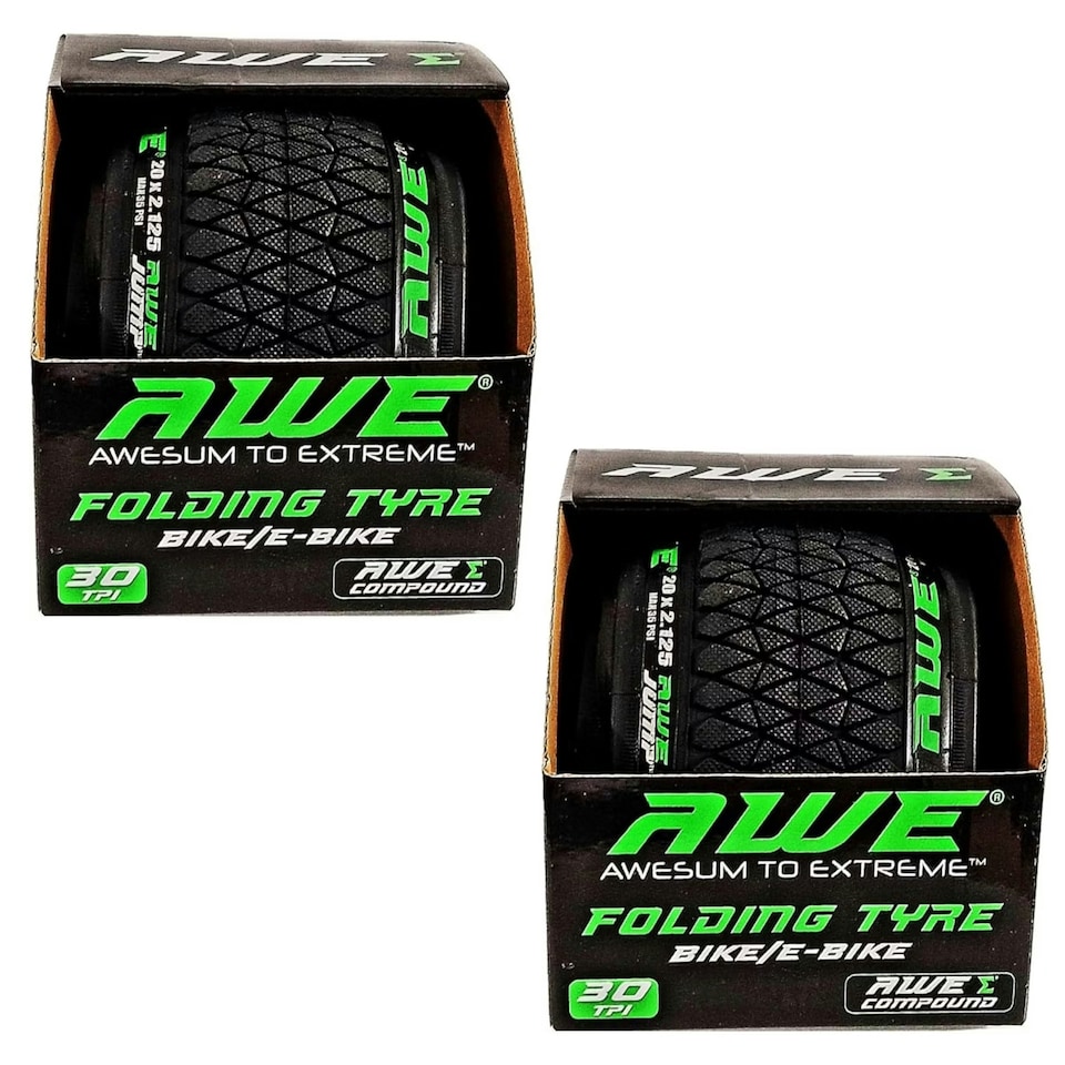 image 1 of 2 x AWEJump Folding Tyres 20" x 2.125 + 2 x AWE Inner Tubes 20" x 1.75-2.125 SV