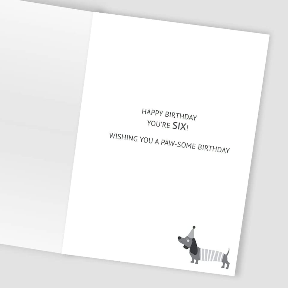 image 1 of Sausage Dog Embellished 6th Birthday Card