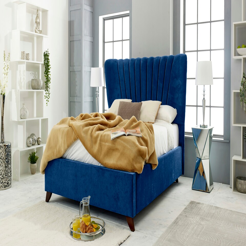image 1 of Dura Plush King Bed Frame - Blue