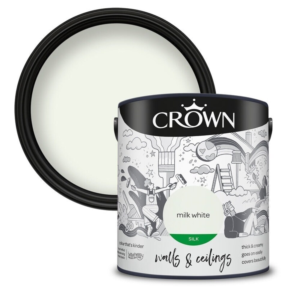 image 1 of Crown Walls & Ceilings Silk 2.5L Milk White