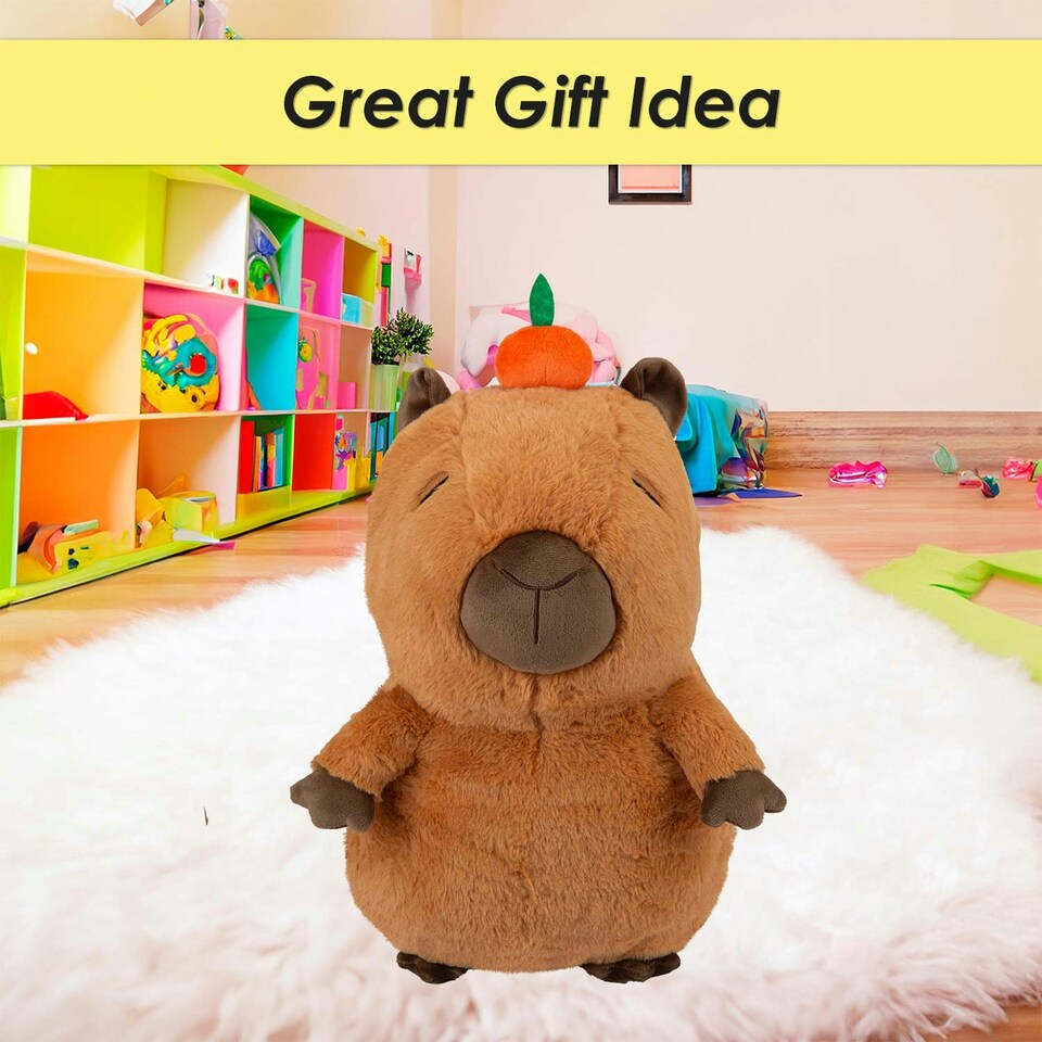 image 1 of Capybara Soft Toy Cute Plushie Huggable Cuddly Stuffed Toy 35cm Dark Brown