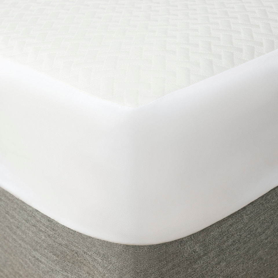 image 1 of OHS Cooling Mattress Protector Soft Breathable Fitted Bed Sheet Topper Pad White | Double