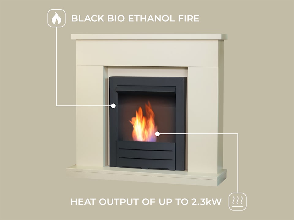image 1 of Adam Lomond Fireplace in Stone Effect with Colorado Bio Ethanol Fire in Black, 39 Inch