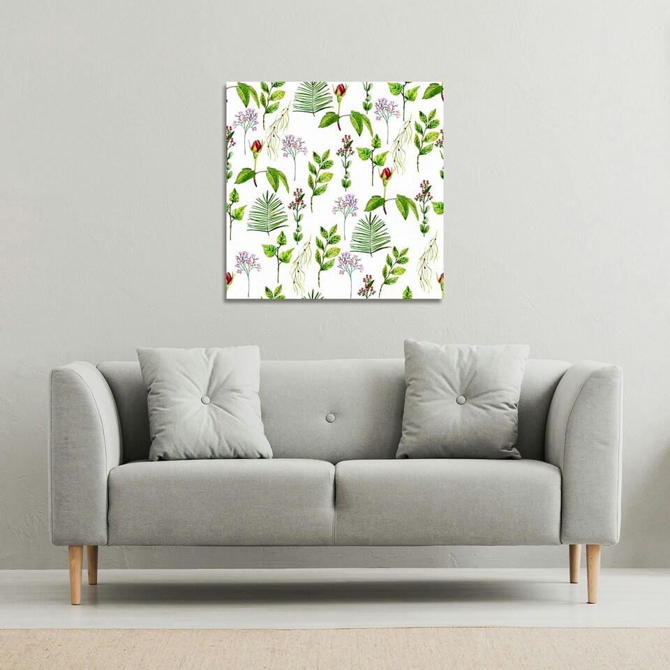 image 1 of Selection of Leaves & Flowers (Canvas Print) 90 x 90 x 4cm