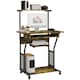 image 1 of HOMCOM Rolling Computer Desk with Keyboard Tray Storage Shelves Rustic Brown