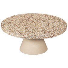 Inlay Acacia Wood Floral Low Coffee Table Brown