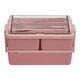 image 1 of Living and Home Dual-Layer Plastic Bento Lunch Box with Cutlery | Pink