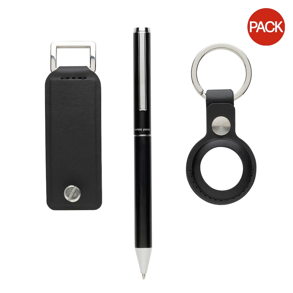image 1 of Swiss Peak Tula Recycled PU Pen Gift Box Set (Pack of 3) - Black - One Size