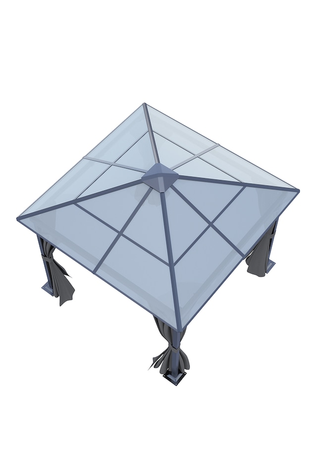 image 1 of Living and 10 x 10FT Home Outdoor Gazebos Metal Frame Hardtop Patio Gazebo with Curtains