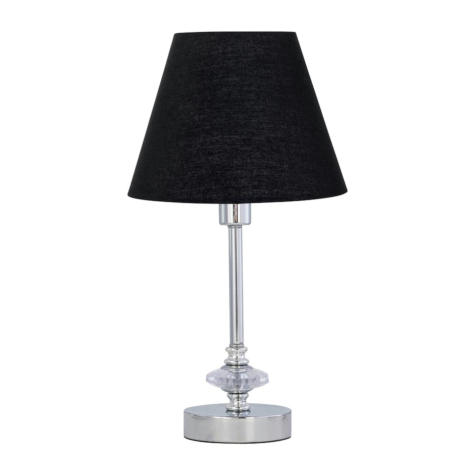 image 1 of Chrome Jewelled Table Lamp with Black Shade Chrome | Black