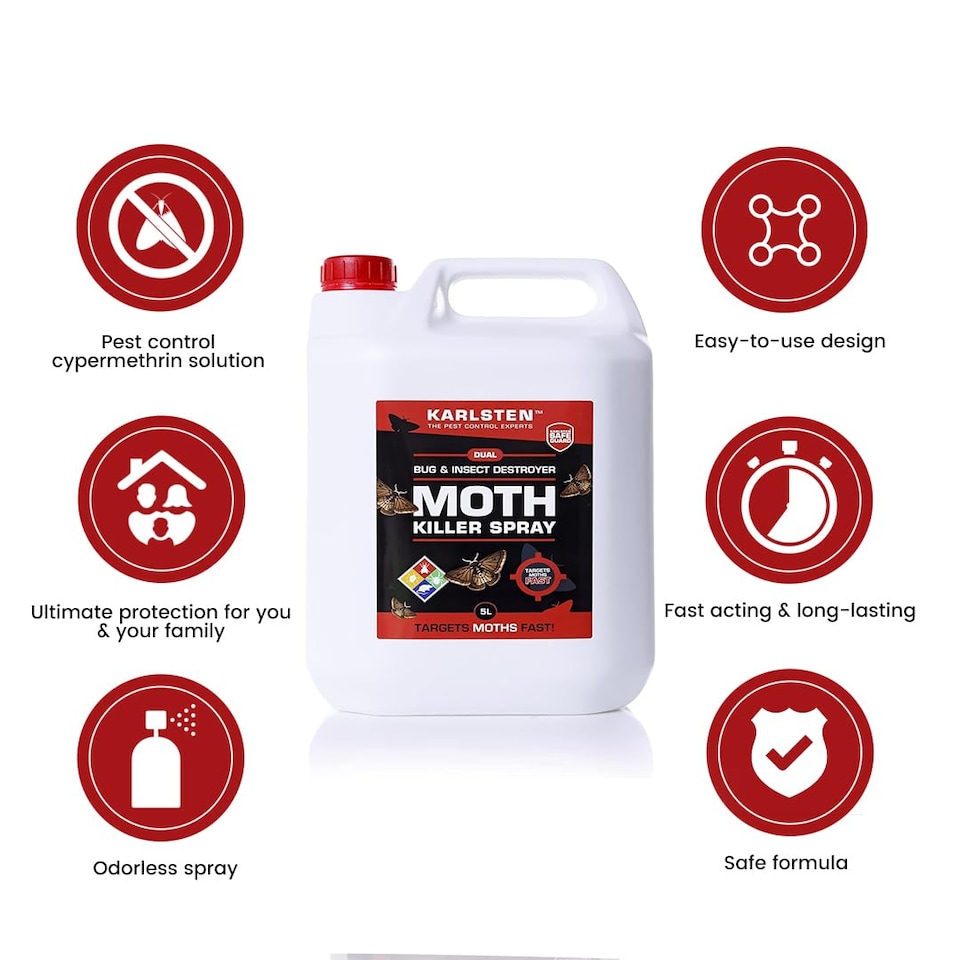 image 1 of Karlsten Moth Killer - Fast-Acting Carpet & Clothes Moth Treatment - Eliminates Moth Infestations Quickly- 5 Litre