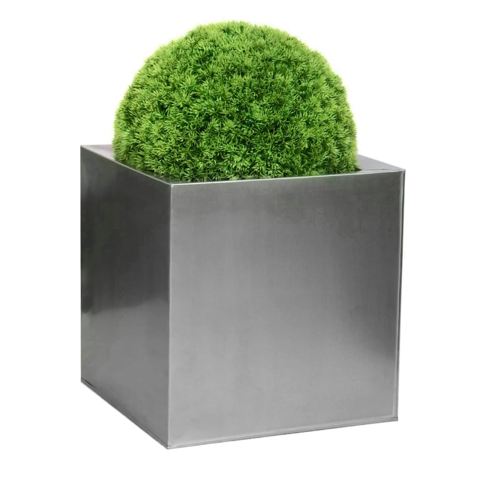 image 1 of Primrose Zinc Galvanised Silver Cube Planter Pot 60cm